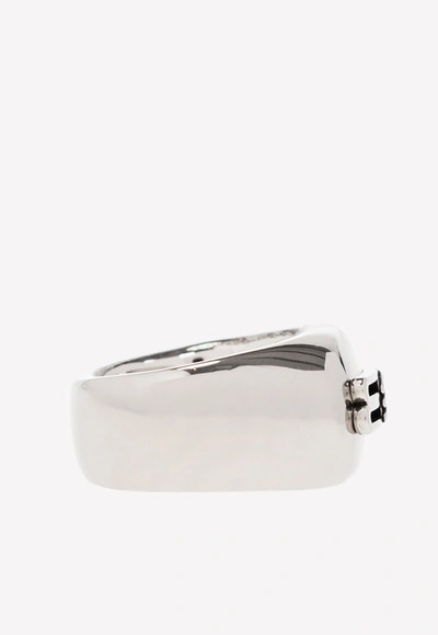 Shop Balenciaga Bb Icon Signet Ring In Silver
