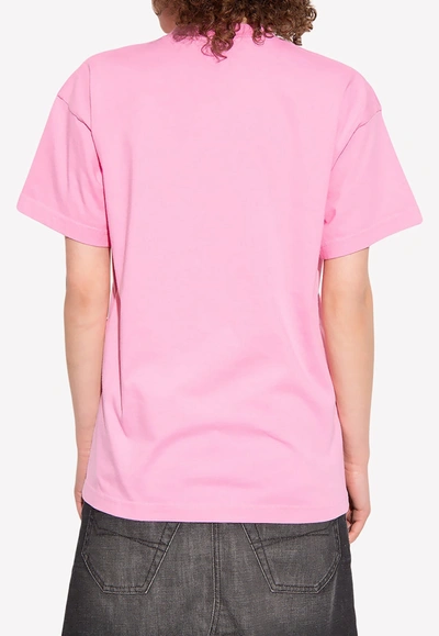 Shop Balenciaga Bb Logo Embroidered T-shirt In Pink
