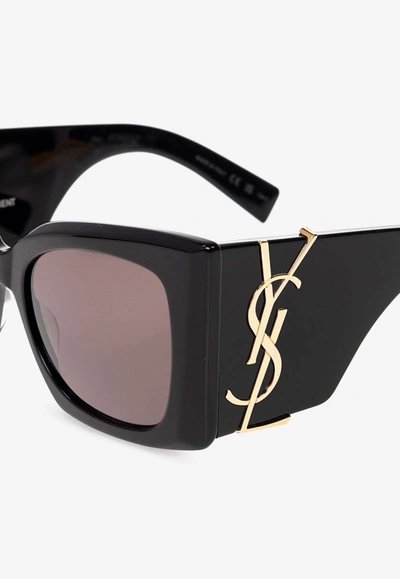 Shop Saint Laurent Blaze Oversized Cat-eye Sunglasses In Gray