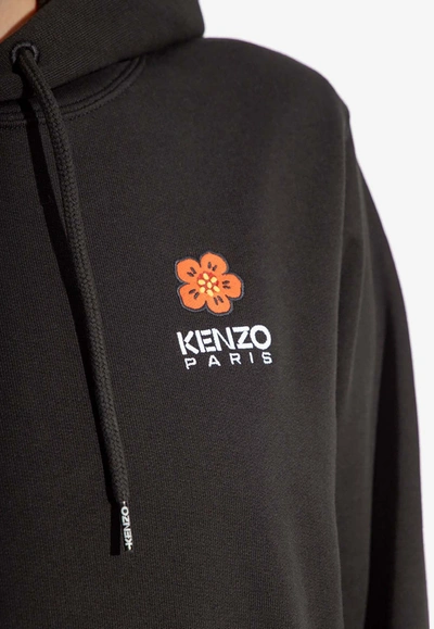 Shop Kenzo Boke Flower Embroidered Hooded Sweatshirt In Black