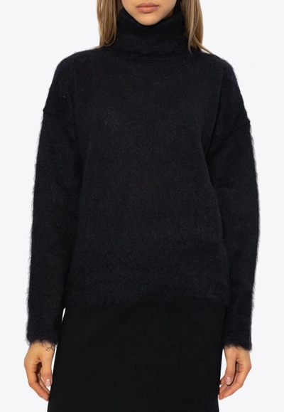 Shop Saint Laurent Brushed Mohair-blend Turtleneck Sweater In Black