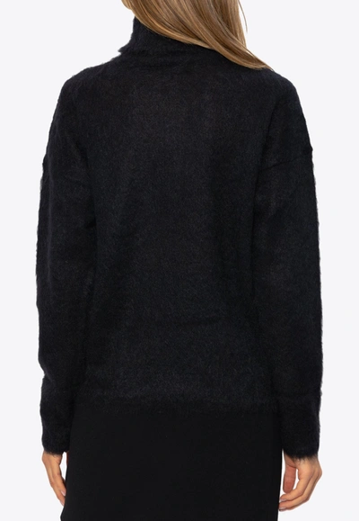 Shop Saint Laurent Brushed Mohair-blend Turtleneck Sweater In Black