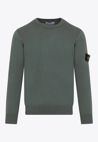 Shop Stone Island Buttoned-patch Knitted Sweater In Green
