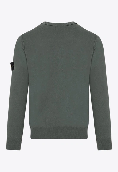 Shop Stone Island Buttoned-patch Knitted Sweater In Green