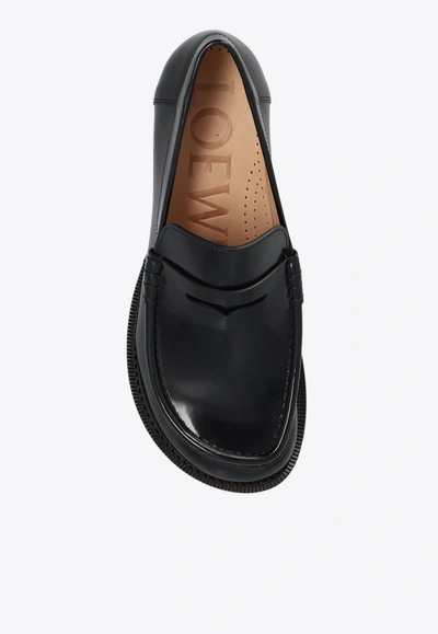 Shop Loewe Campo 40 Loafers In Brushed Leather In Black