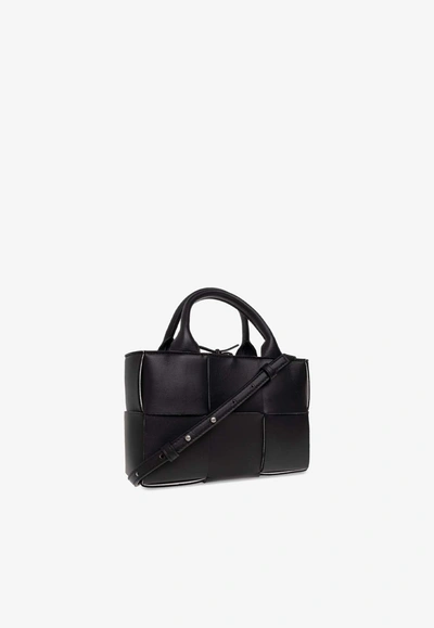 Shop Bottega Veneta Candy Arco Intrecciato Leather Tote Bag In Black