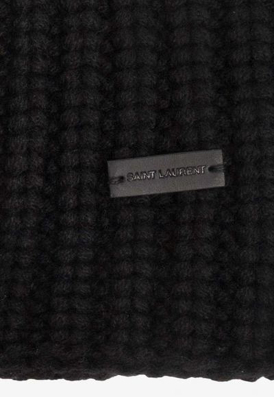 Shop Saint Laurent Cashmere Logo-patch Beanie In Black