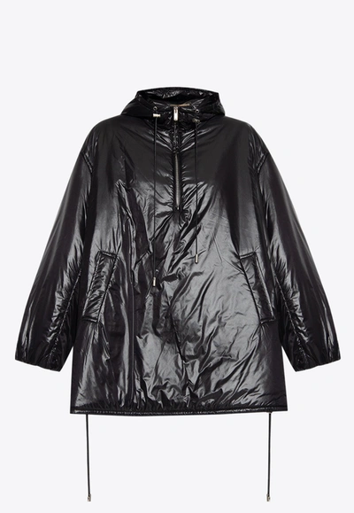 Shop Saint Laurent Cassandre Padded Jacket With Hood In Black