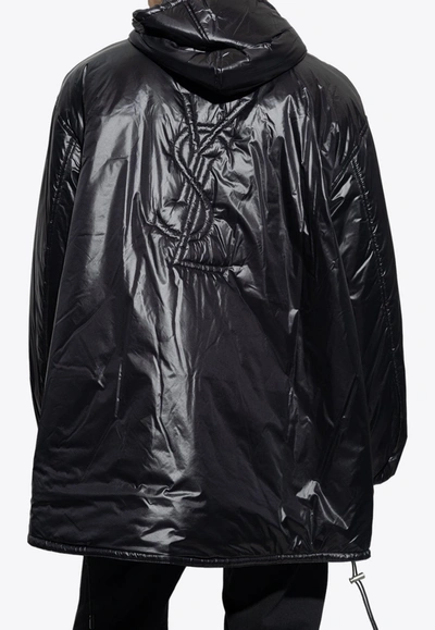Shop Saint Laurent Cassandre Padded Jacket With Hood In Black