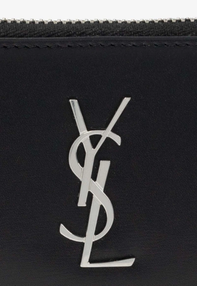 Shop Saint Laurent Cassandre Zipped Wallet In Black