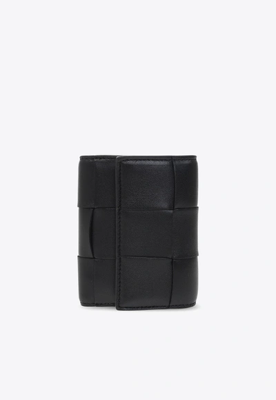 BOTTEGA VENETA CASSETTE INTRECCIATO LEATHER TRI-FOLD WALLET 