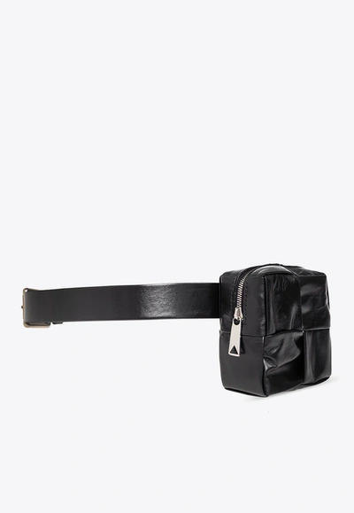 Shop Bottega Veneta Cassette Intreccio Pouch Embellished Belt In Black