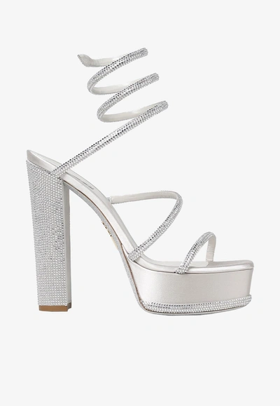 René Caovilla Crystal-embellished Platform Sandals In Gray