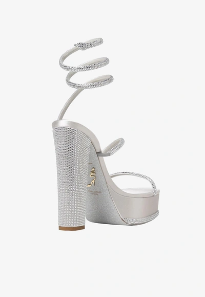 Shop René Caovilla Cleo 130 Crystal-embellished Platform Sandals In Gray