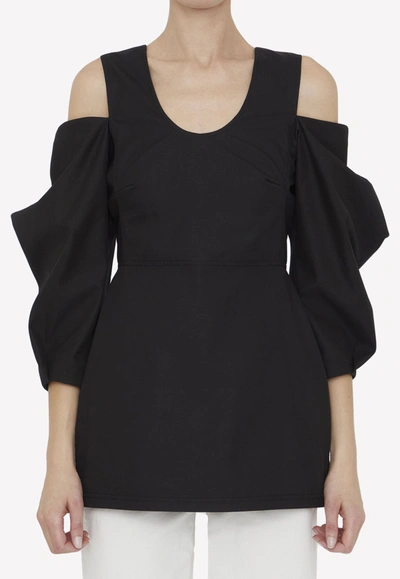 Shop Jil Sander Cold-shoulder Top In Black