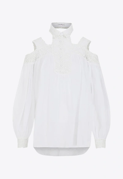 Shop Ermanno Scervino Cold-shoulders Blouse In White
