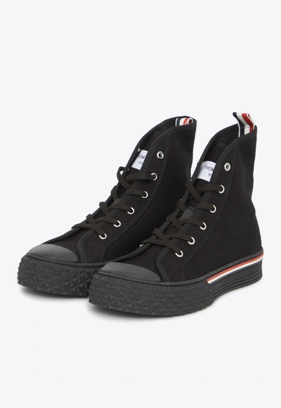 Shop Thom Browne Collegiate High-top Sneakers In Black