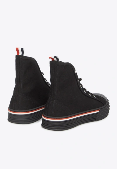 Shop Thom Browne Collegiate High-top Sneakers In Black