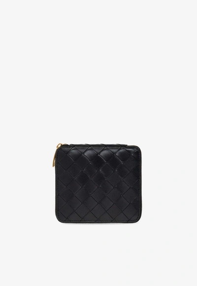 Bottega Veneta Compact Zip Around Wallet In Black
