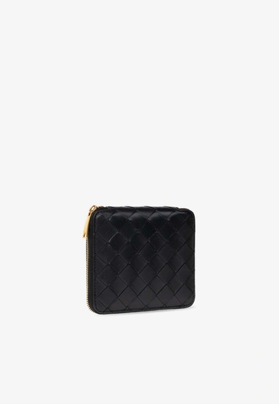 Bottega Veneta Compact Zip Around Wallet In Black