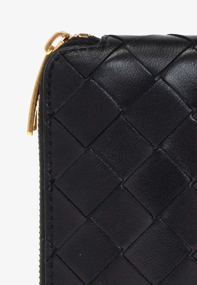 Bottega Veneta Compact Zip Around Wallet In Black
