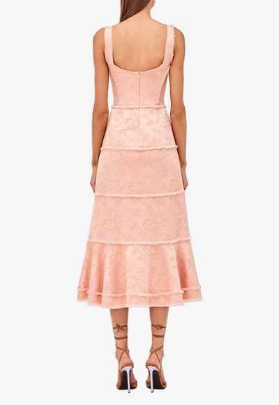 Shop Alexis Corina Floral Embroidery Midi Dress In Pink