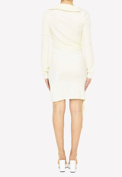 Shop Off-white Crêpe Draped Mini Dress In White