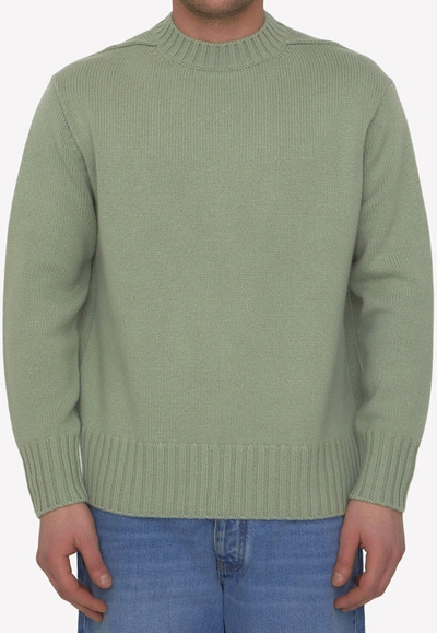 Shop Lanvin Crewneck Cashmere Sweater In Olive
