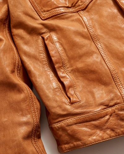 Billy Reid Washed Leather Tupelo Trucker In Saddle