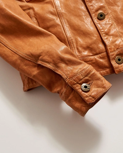Billy Reid Washed Leather Tupelo Trucker In Saddle