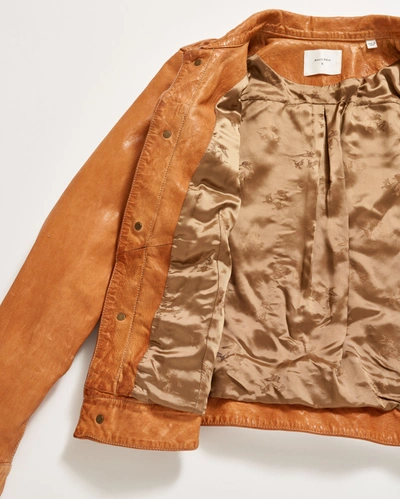 Billy Reid Washed Leather Tupelo Trucker In Saddle
