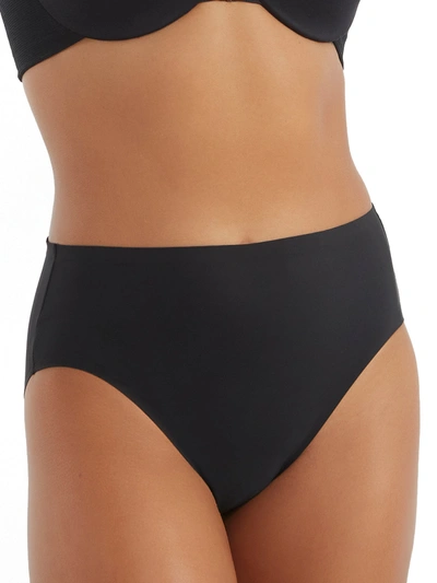 Shop Tc Fine Intimates Women's Wonderful Edge Matte Microfiber Modern Hi-cut Brief In Black