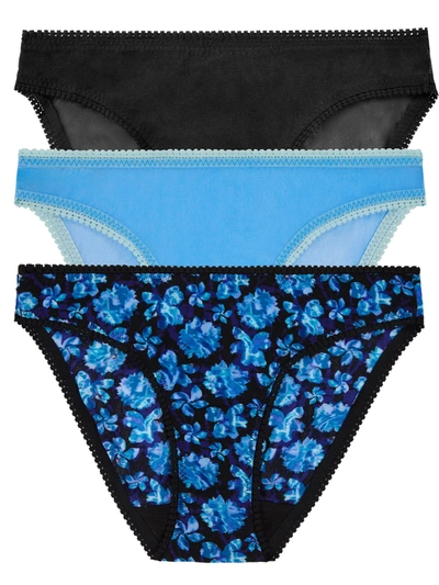 Shop On Gossamer Women's Mesh Hip Bikini 3-pack In Blue