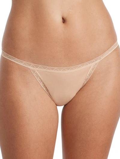 Shop On Gossamer Women's Cabana Cotton String Bikini In Beige