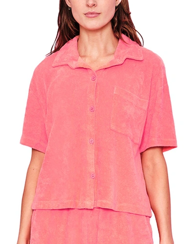 Shop Sundry Crop Button-down Shirt In Pink