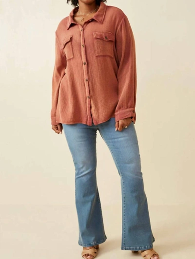 Shop Hayden La Overdyed Textured Button Up Shirt In Brown In Pink