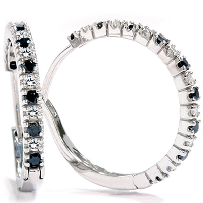Pompeii3 1/2ct Black & White Diamond Hoops 14k White Gold In Multi