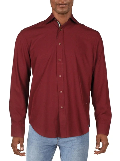 Shop Society Of Threads Mens Collared Contrast Lining Button-down Shirt In Red