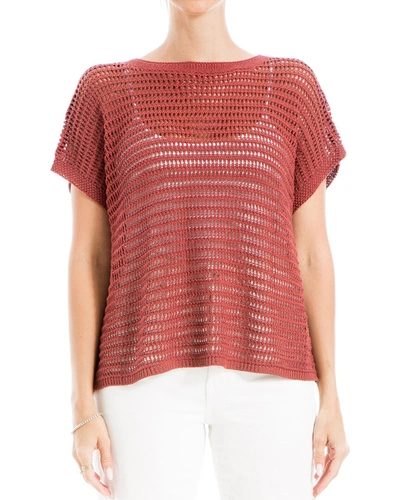 Shop Max Studio Mesh Linen-blend Sweater In Pink