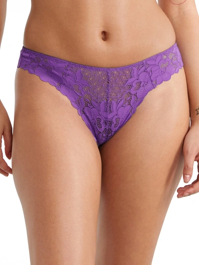Shop Bare Women's The Essential Lace Thong In Purple