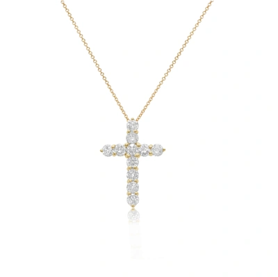 Diana M. 18 Kt Yellow Gold, 1" Diamond Cross Pendant Adorned With 3.55 Cts Tw Of Brilliant Cut Round Diamonds In Yellow