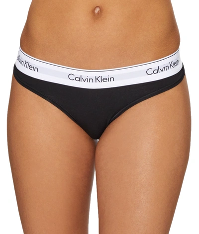 Shop Calvin Klein Women's Modern Cotton Thong In Black