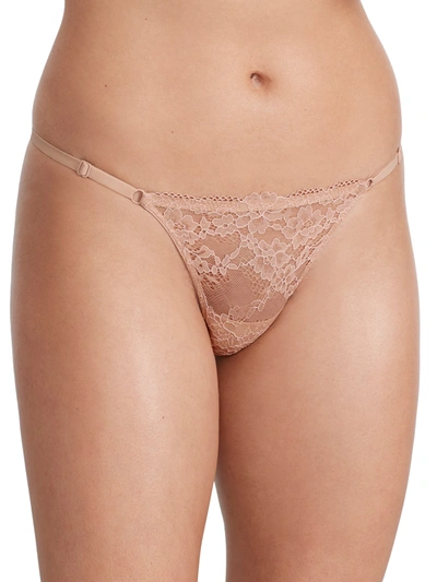 Shop Camio Mio Women's Adjustable Lace G-string In Beige