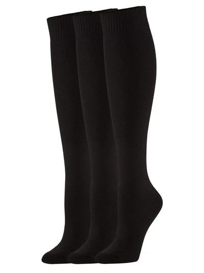 Shop Hue Women's Flat Knit Knee High Socks 3-pack In Brown