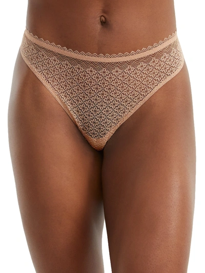 Shop Bare Women's The Flirty Lace Thong In Beige