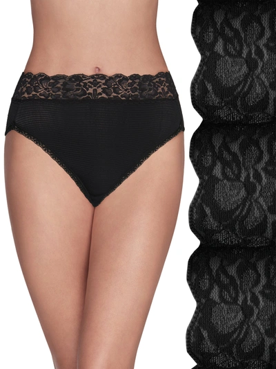 Shop Vanity Fair Women's Flattering Lace Hi-cut Brief 3-pack In Black