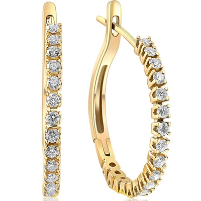 Pompeii3 1/2 Cttw Diamond Hoops In 10k White Or Yellow Gold 1" Tall In Multi
