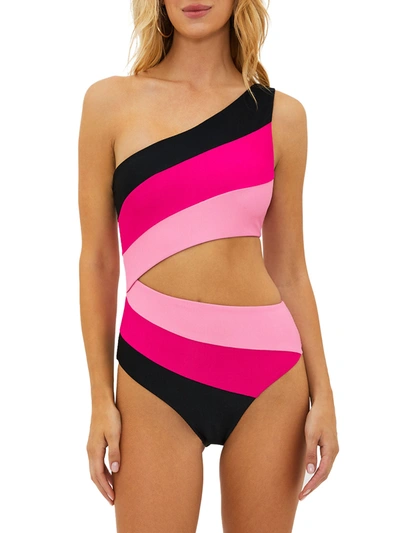 Beach Riot Joyce Stripe Cutout One-piece Swimsuit In Multi