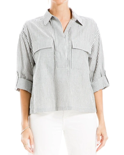 Shop Max Studio Collared Blouse In Grey