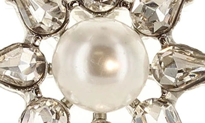 Shop Olivia Welles Naia Imitation Pearl & Crystal Stud Earrings In Gray